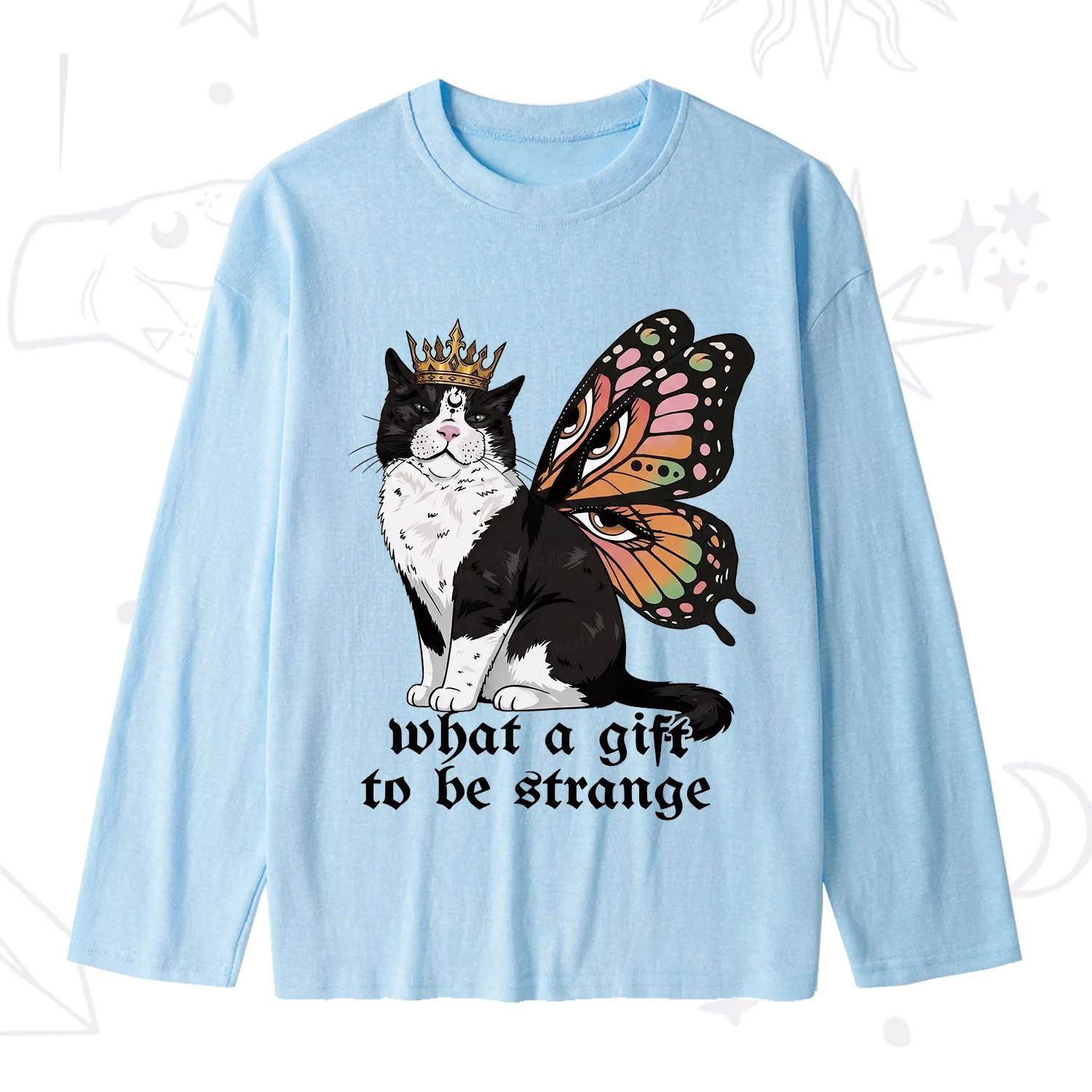 Purplehecate What a Gift to Be Strange Cat Slub Long Sleeve T-Shirt