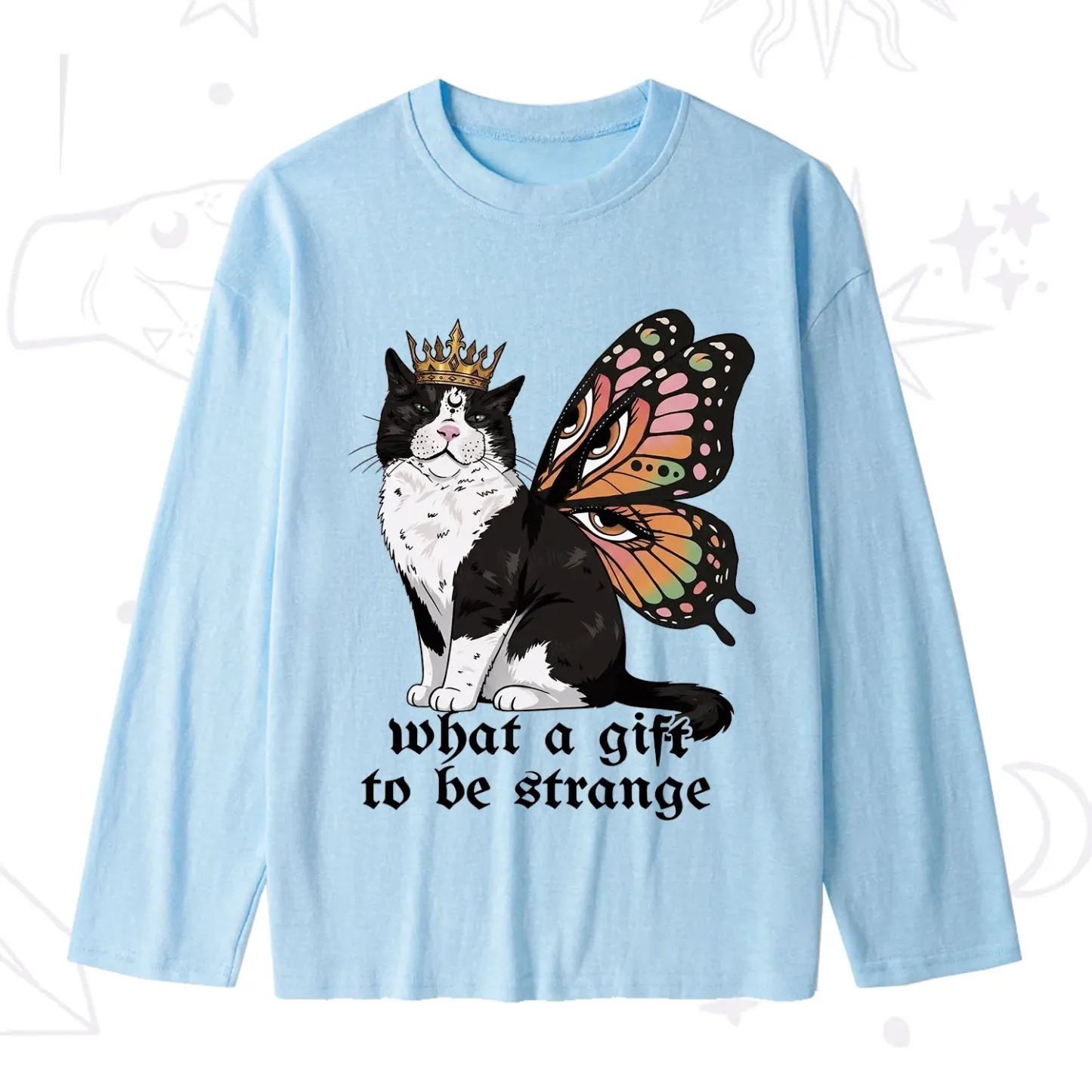 Purplehecate What a Gift to Be Strange Cat Slub Long Sleeve T-Shirt
