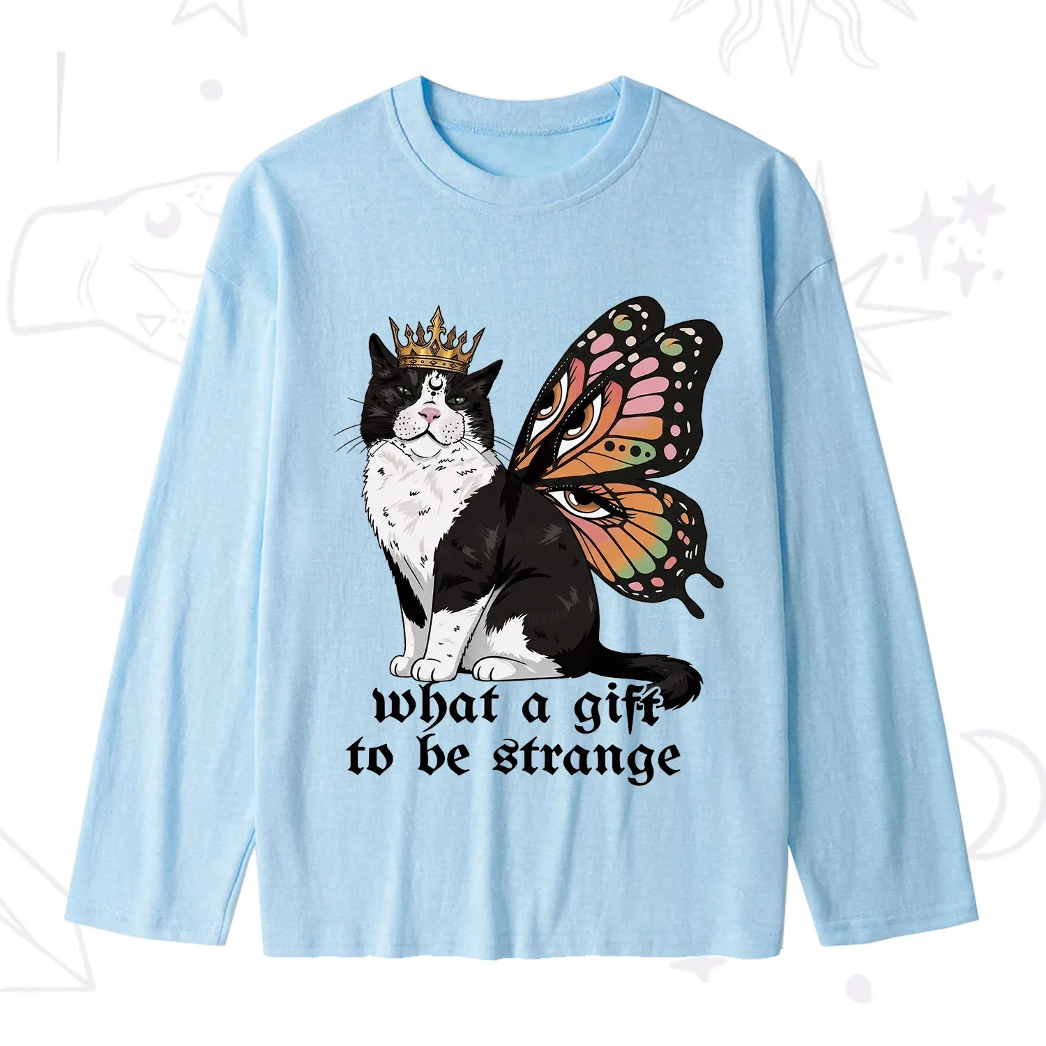 Purplehecate What a Gift to Be Strange Cat Slub Long Sleeve T-Shirt