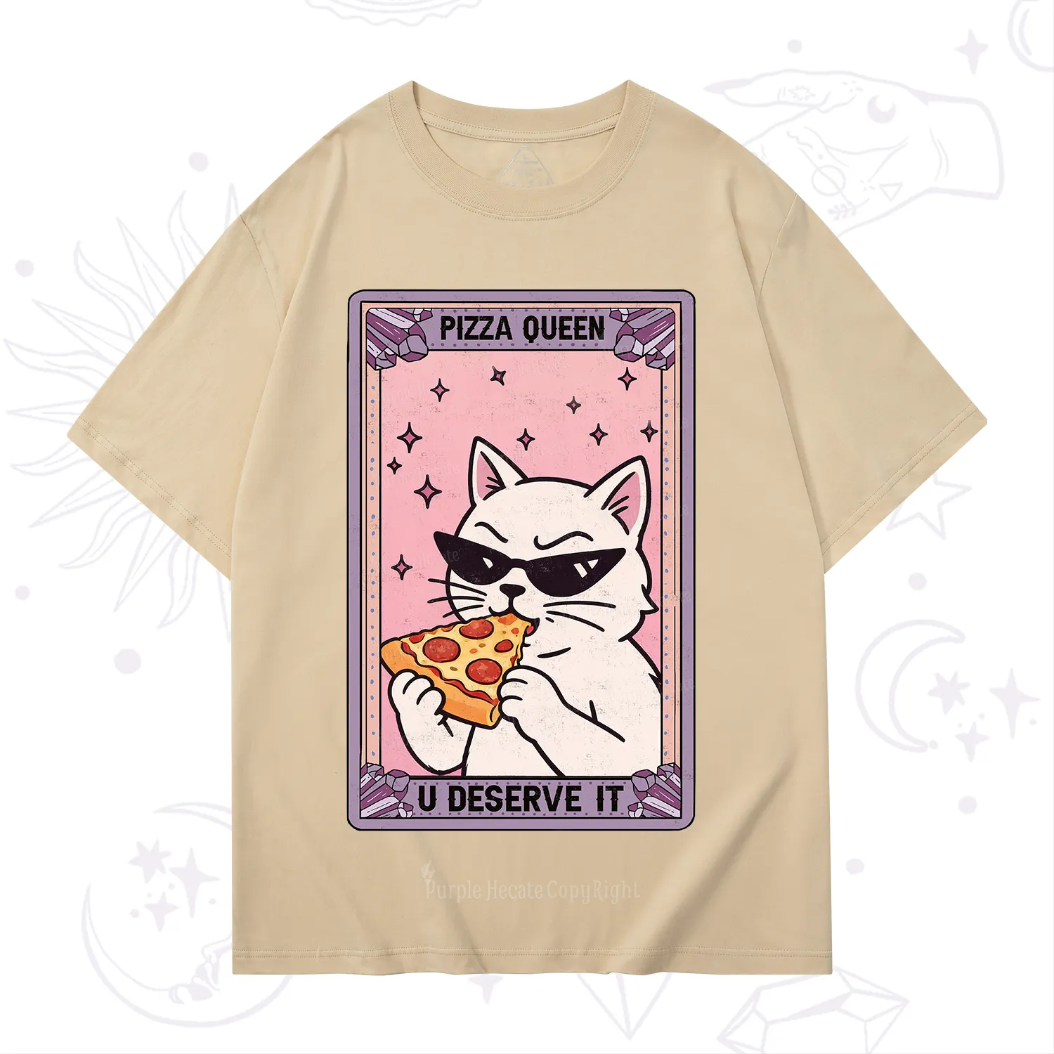 Purplehecate The Pizza Queen Cat Tarot T-Shirt