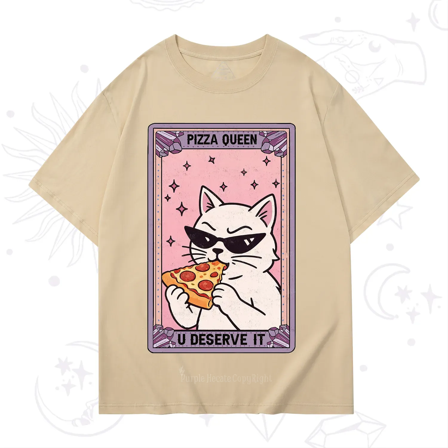 Purplehecate The Pizza Queen Cat Tarot T-Shirt