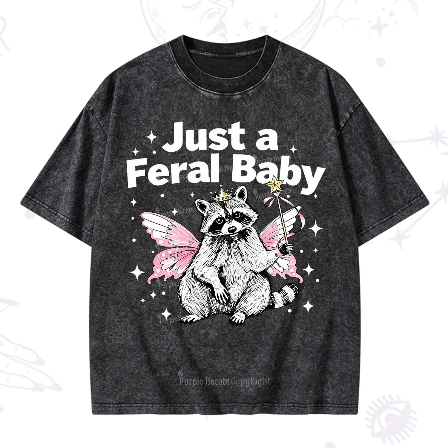 Purplehecate Just A Feral Baby Raccoon Washed T-Shirt