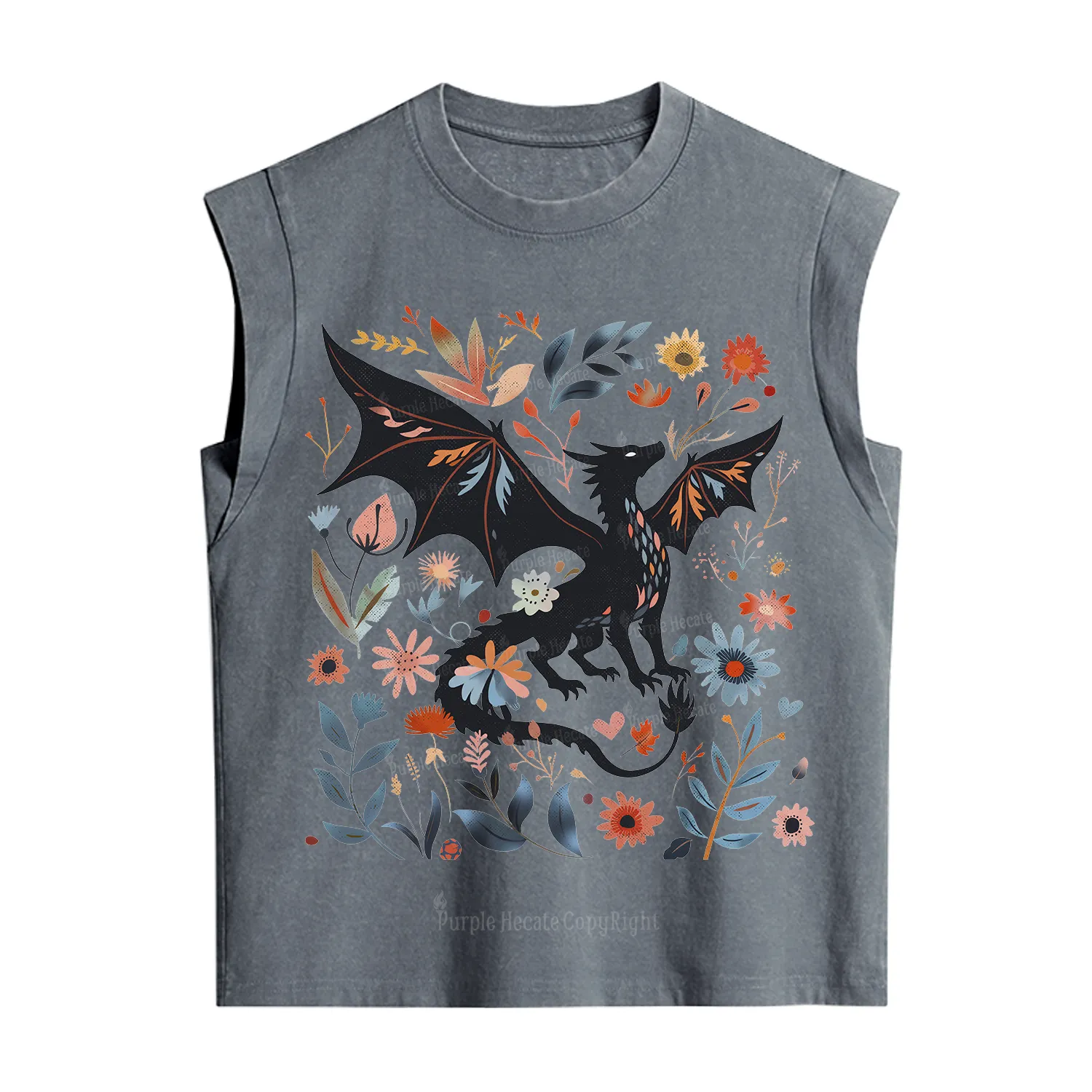 Purplehecate Vintage Fantasy Wyvern Bookish Vintage Washed Tank