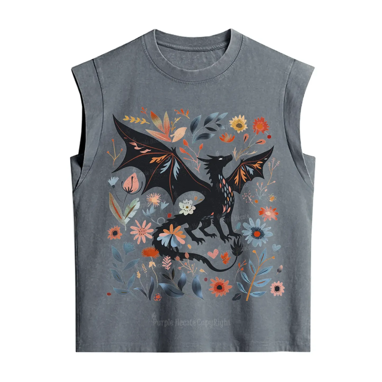 Purplehecate Vintage Fantasy Wyvern Bookish Vintage Washed Tank