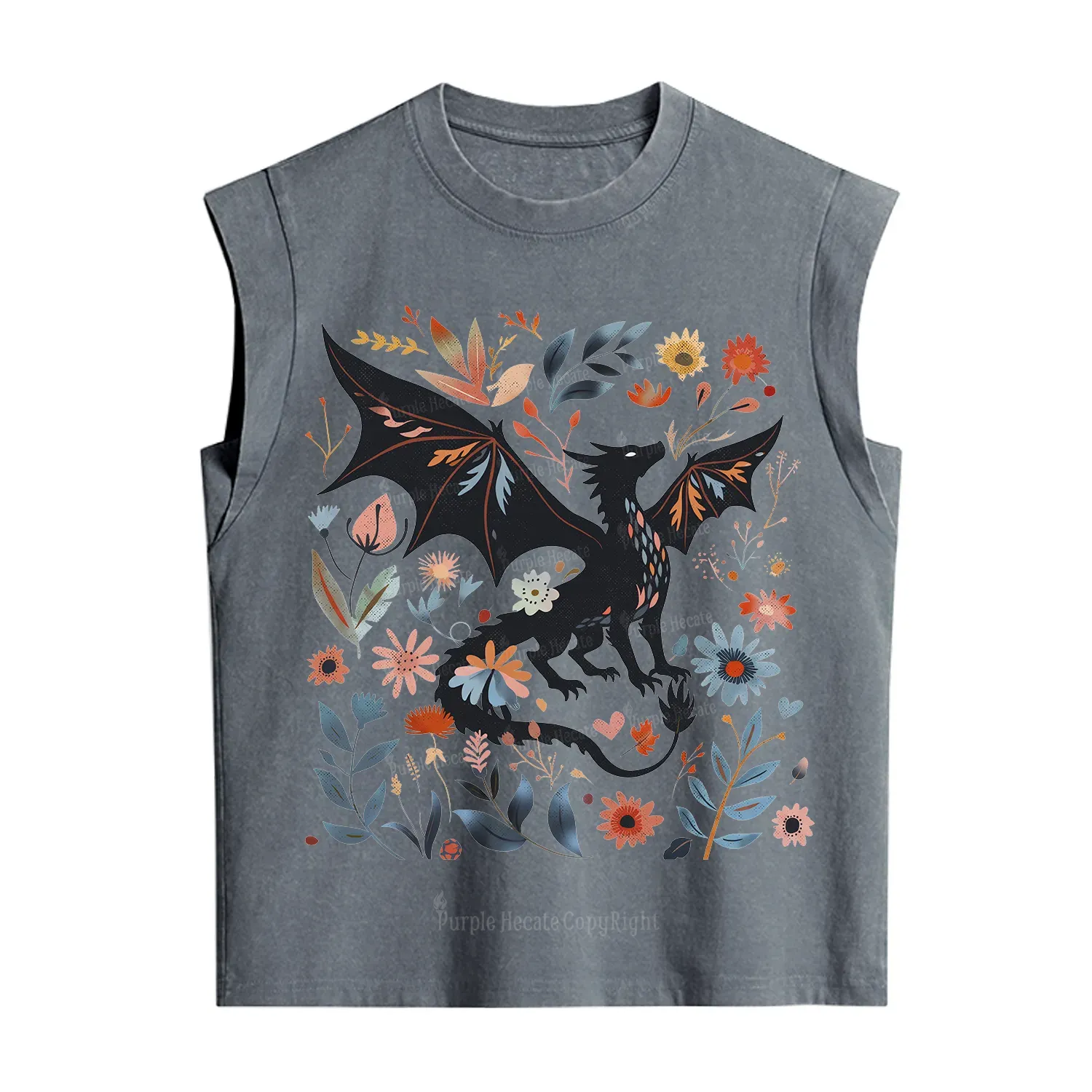 Purplehecate Vintage Fantasy Wyvern Bookish Vintage Washed Tank