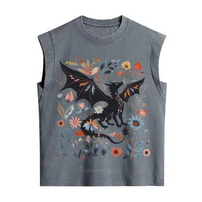 Purplehecate Vintage Fantasy Wyvern Bookish Vintage Washed Tank