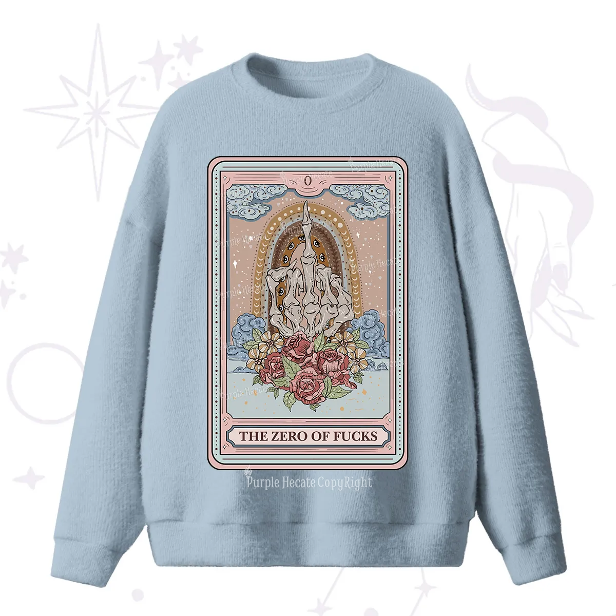 Purplehecate The Zero Of Fucks Tarot Fuzzy Ugly Sweater