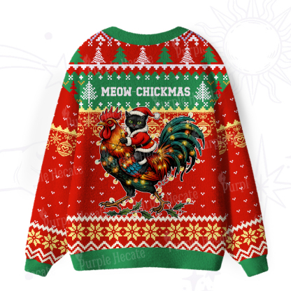 Purplehecate Meowy Chickenmas Ugly Cardigan Sweaters