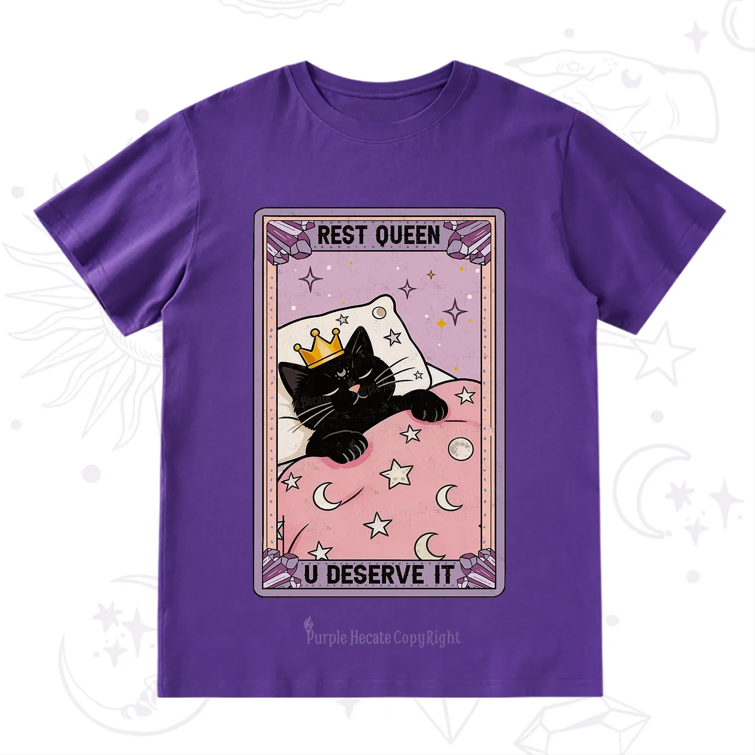 Purplehecate The Rest Queen Cat Tarot T-Shirt