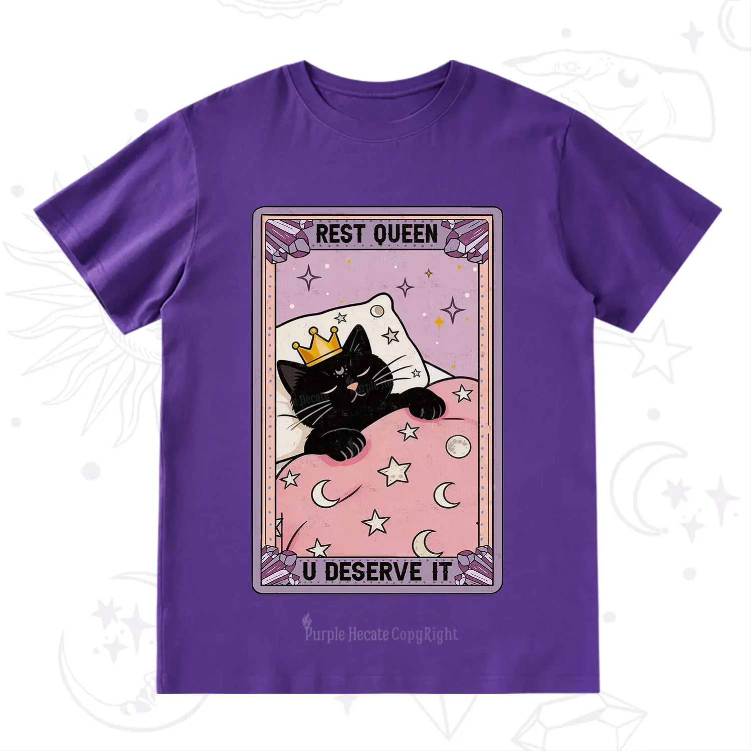 Purplehecate The Rest Queen Cat Tarot T-Shirt