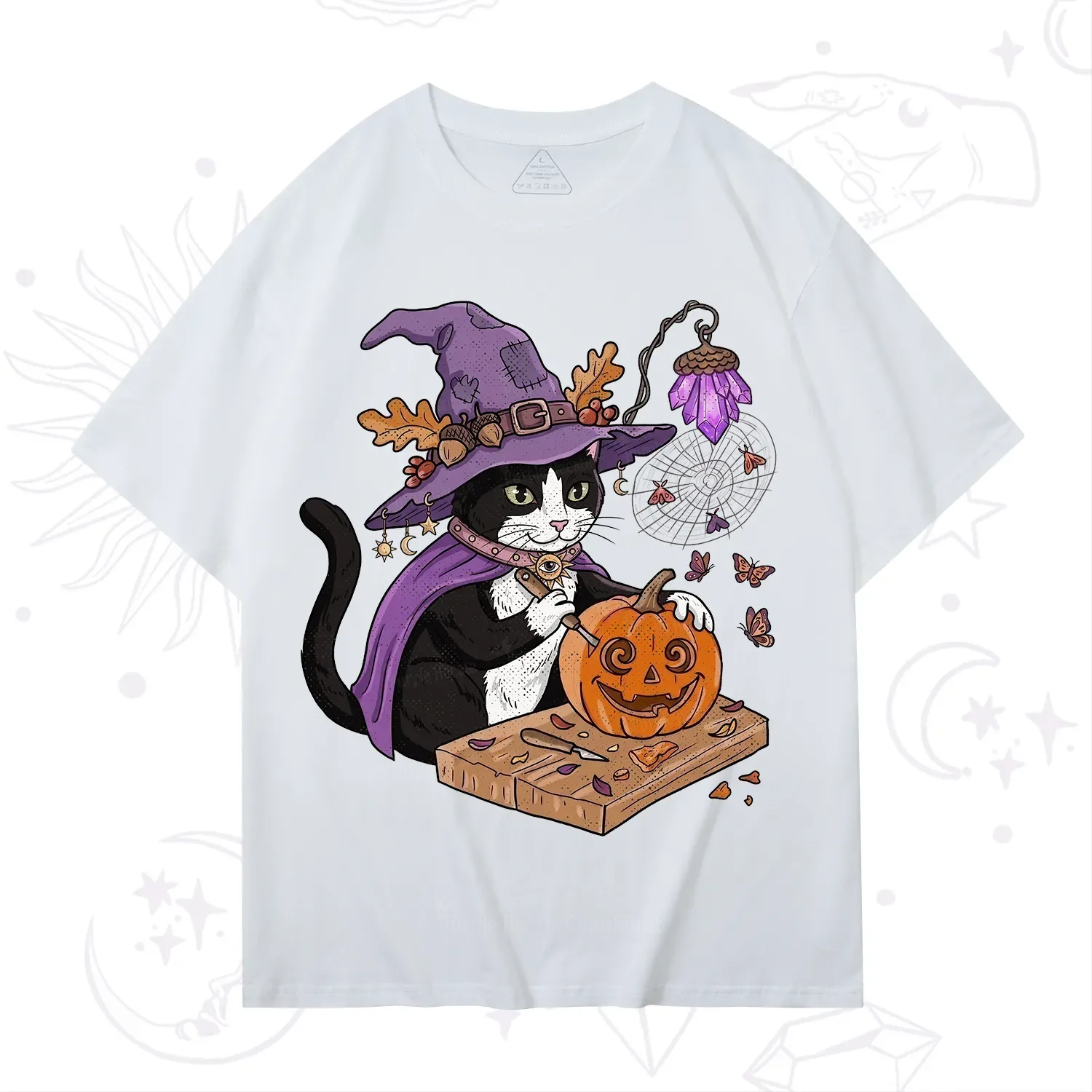 Purplehecate Pumpkin Carving Witch Cat T-Shirt