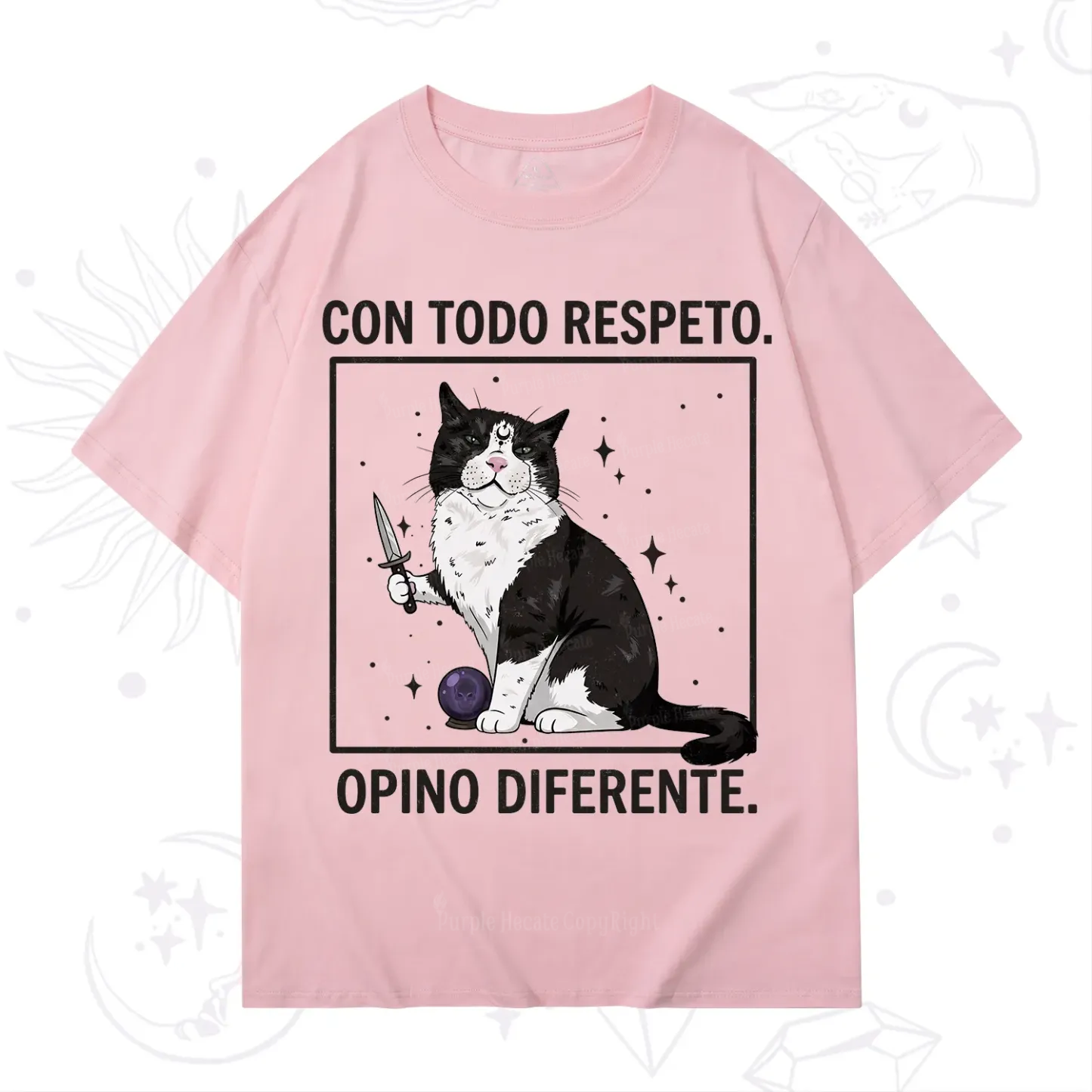 Purplehecate Funny Cat Con Todo Respeto Opino Diferente T-Shirt