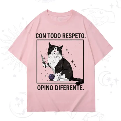 Purplehecate Funny Cat Con Todo Respeto Opino Diferente T-Shirt