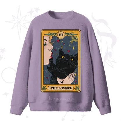 Purplehecate The Lovers Cat Tarot Fuzzy Ugly Sweater