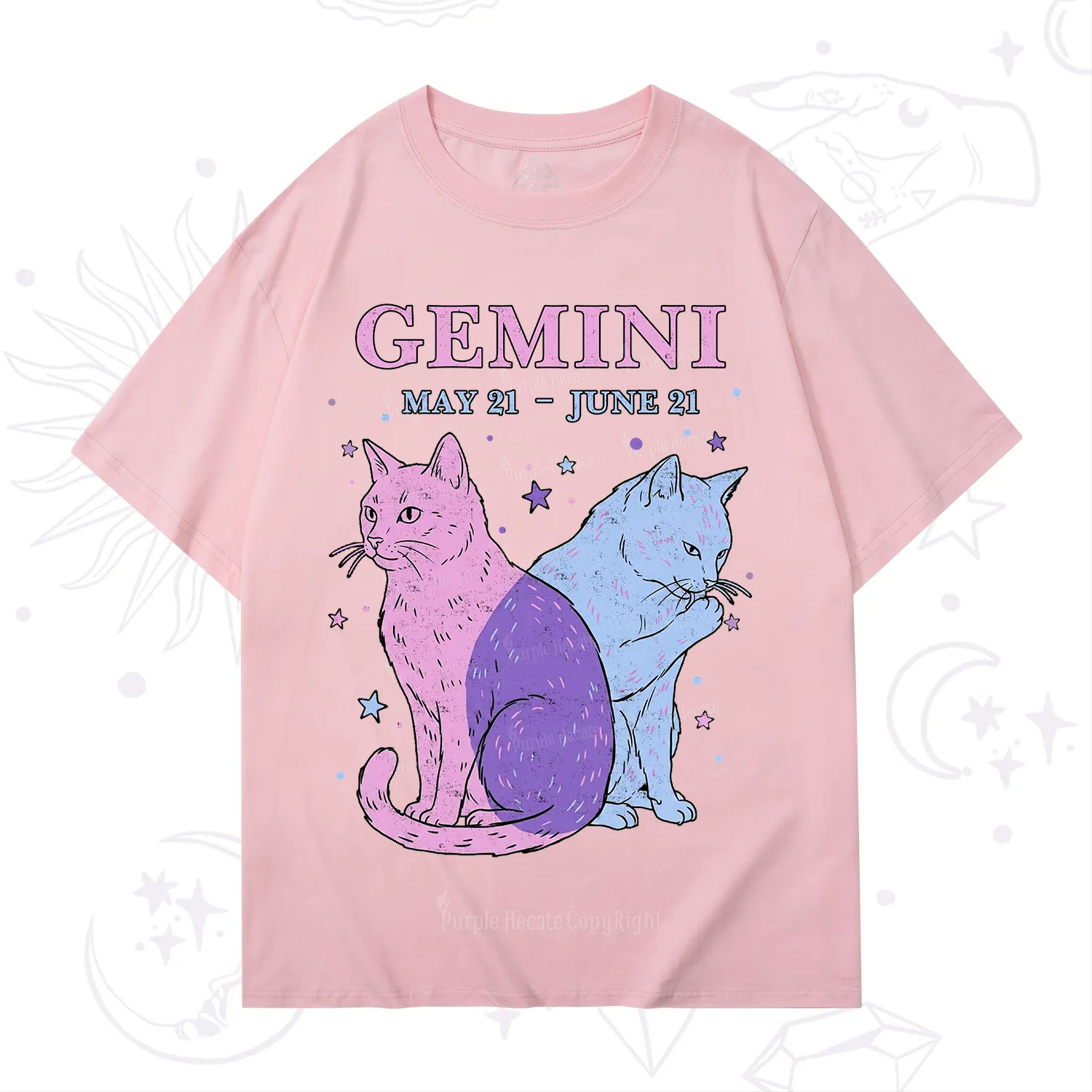 Purplehecate Gemini Zodiac Cats T-Shirt