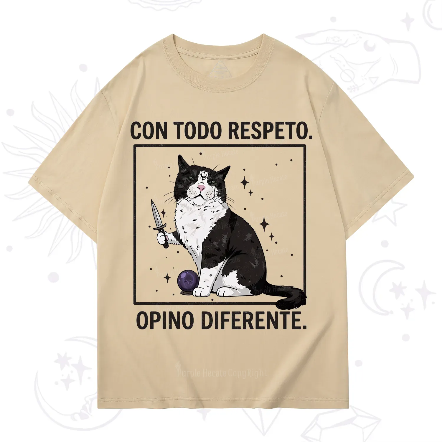 Purplehecate Funny Cat Con Todo Respeto Opino Diferente T-Shirt