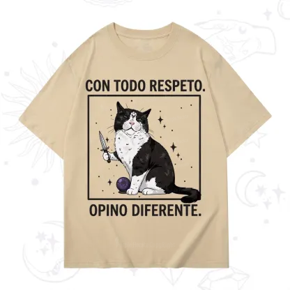 Purplehecate Funny Cat Con Todo Respeto Opino Diferente T-Shirt