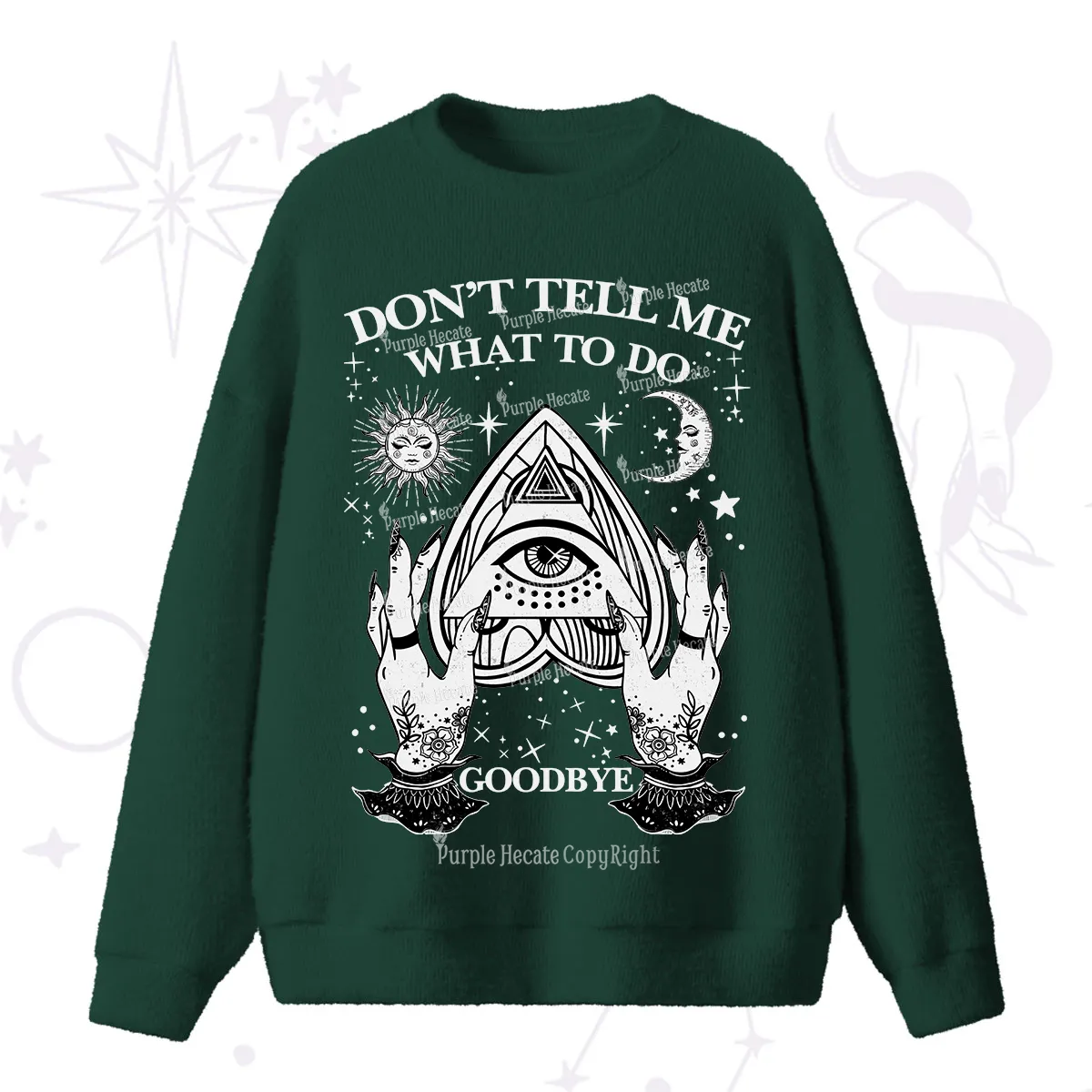 Purplehecate Don't Tell Me What To Do Witch Planchette Eye Fuzzy Ugly Sweater