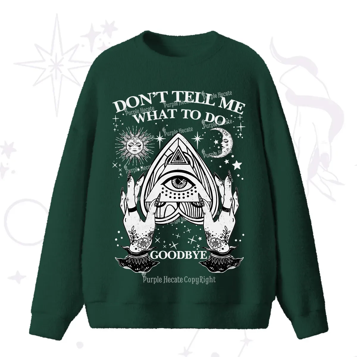 Purplehecate Don't Tell Me What To Do Witch Planchette Eye Fuzzy Ugly Sweater