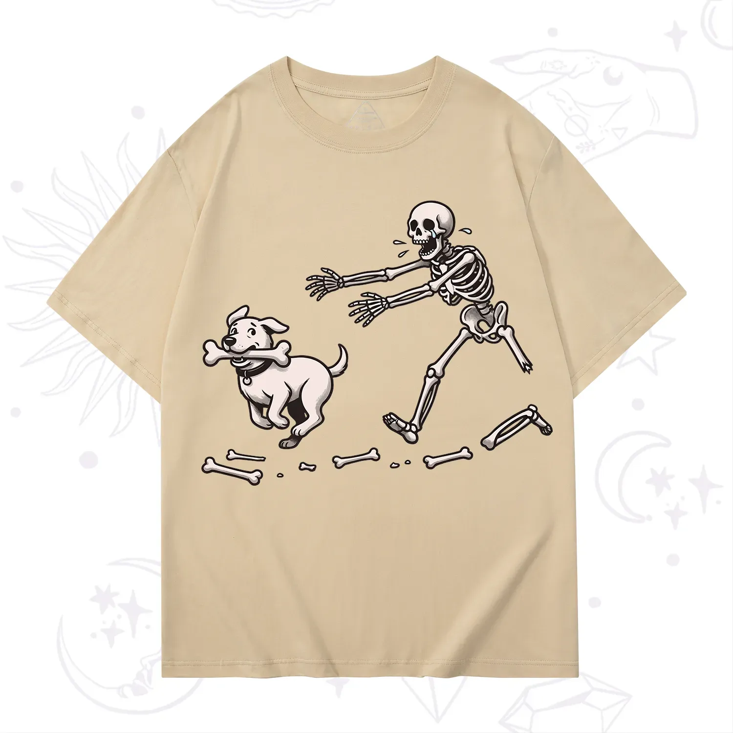 Purplehecate Halloween Skeleton Chasing Dog T-Shirt