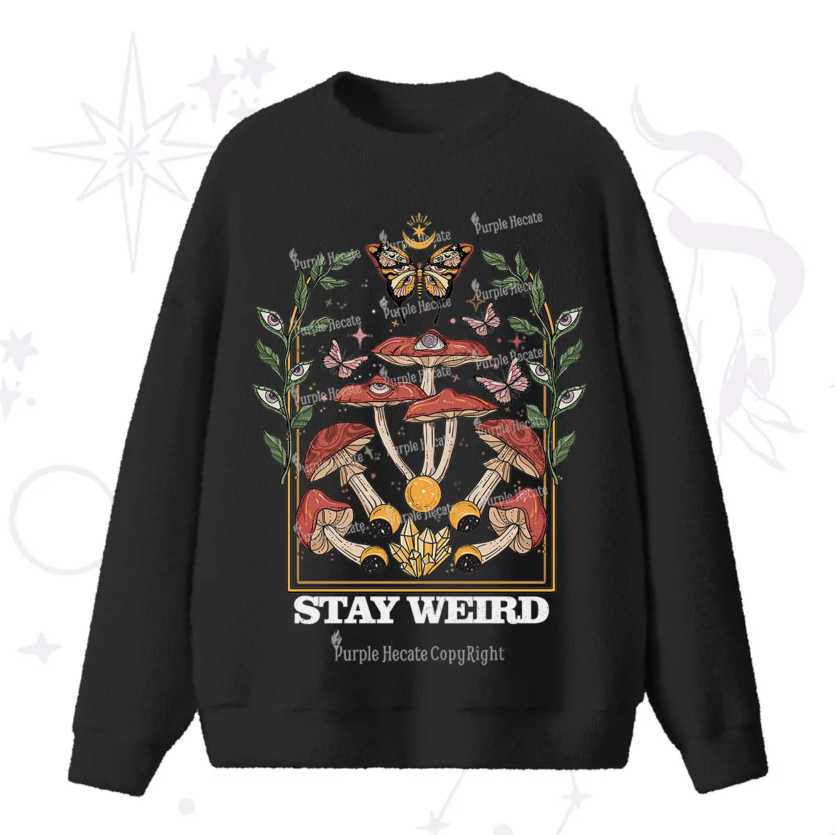 Purplehecate Stay Weird Fuzzy Ugly Sweater