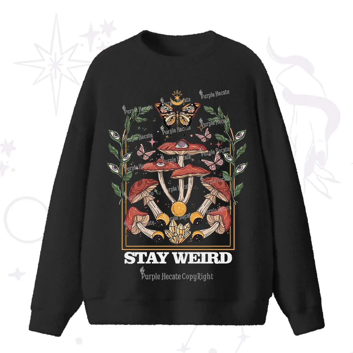 Purplehecate Stay Weird Fuzzy Ugly Sweater