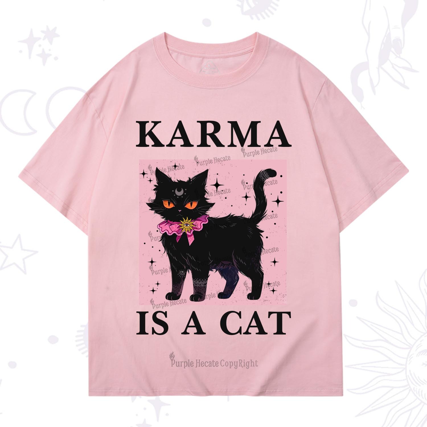Purplehecate Karma Is A Cat T-Shirt
