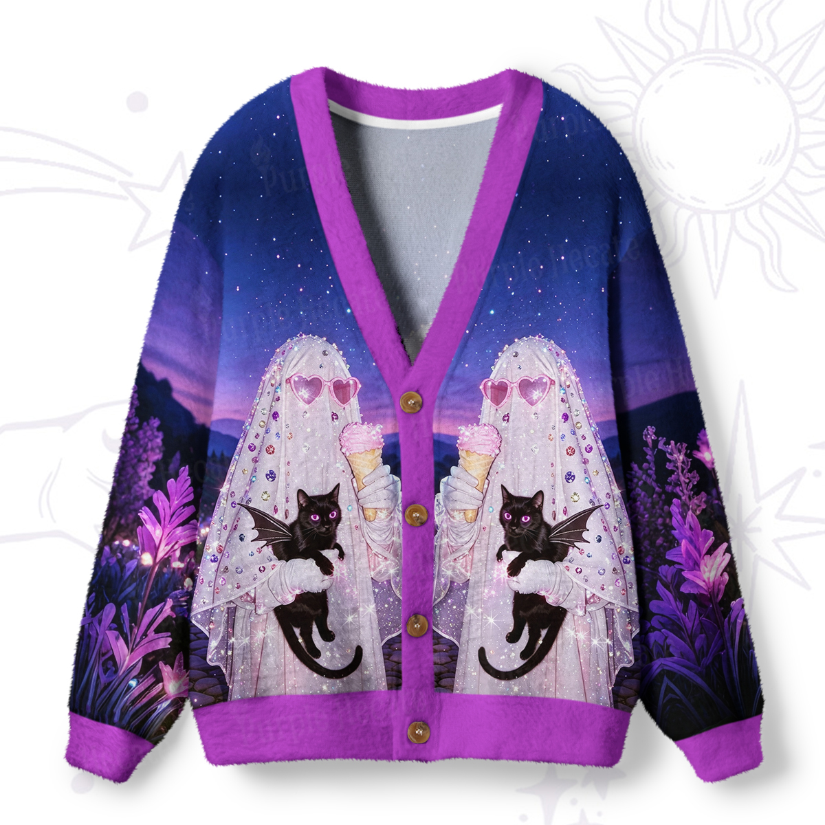 Purplehecate Enchanted Ghost Bride Ugly Cardigan Sweaters