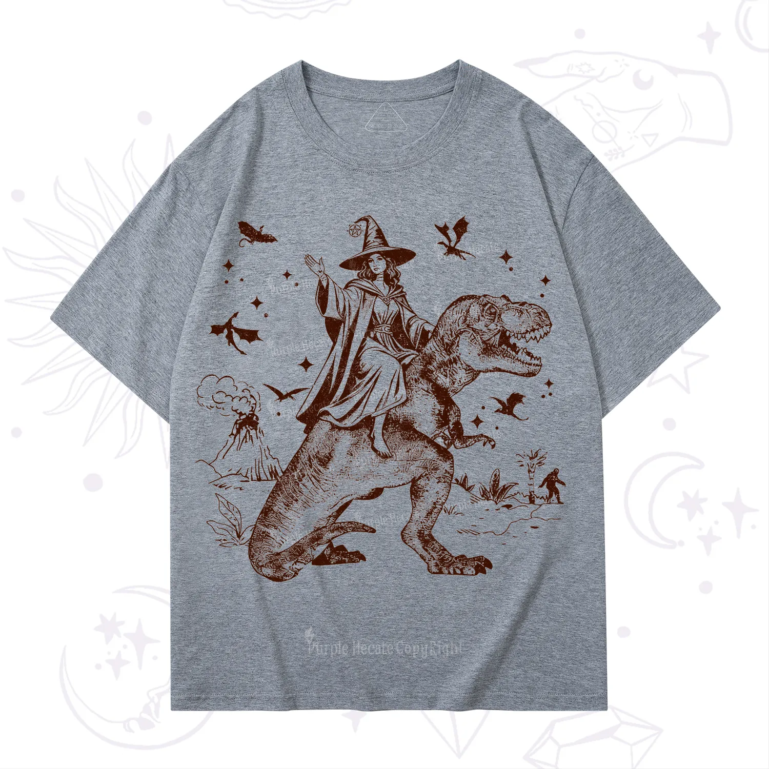 Purplehecate Witch Riding Dino T-Shirt