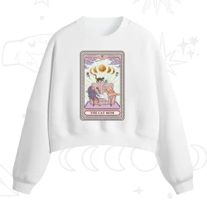 Purplehecate The Cat Mom Tarot Fleece Cropped Sweatshirt