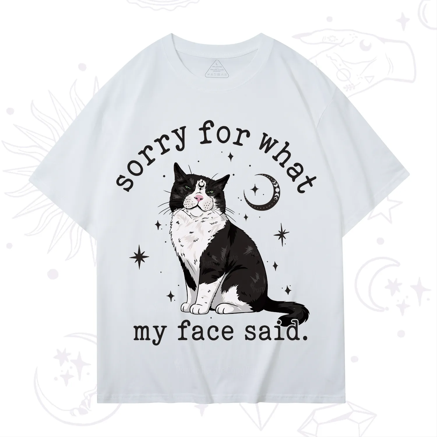 Purplehecate Sorry For What My Face Said Cat T-Shirt