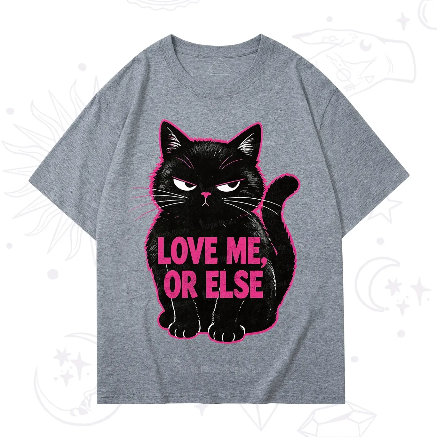 Purplehecate Grumpy Black Cat Love Me or Else T-Shirt