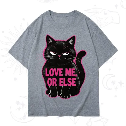 Purplehecate Grumpy Black Cat Love Me or Else T-Shirt
