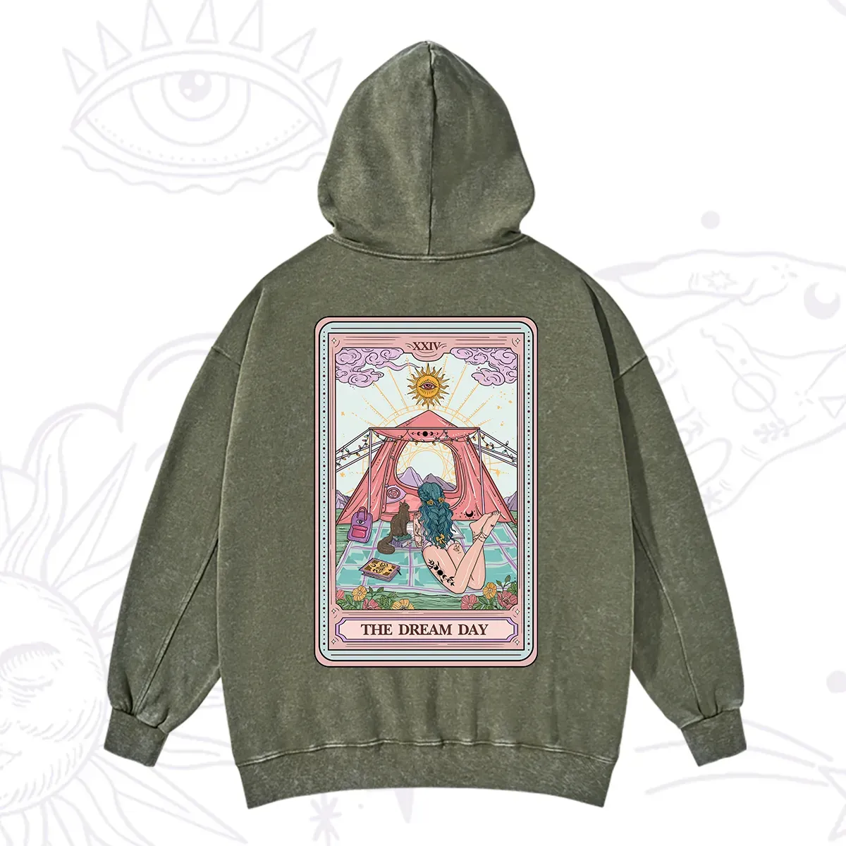 Purplehecate The Camp Lover Tarot Washed Hoodie