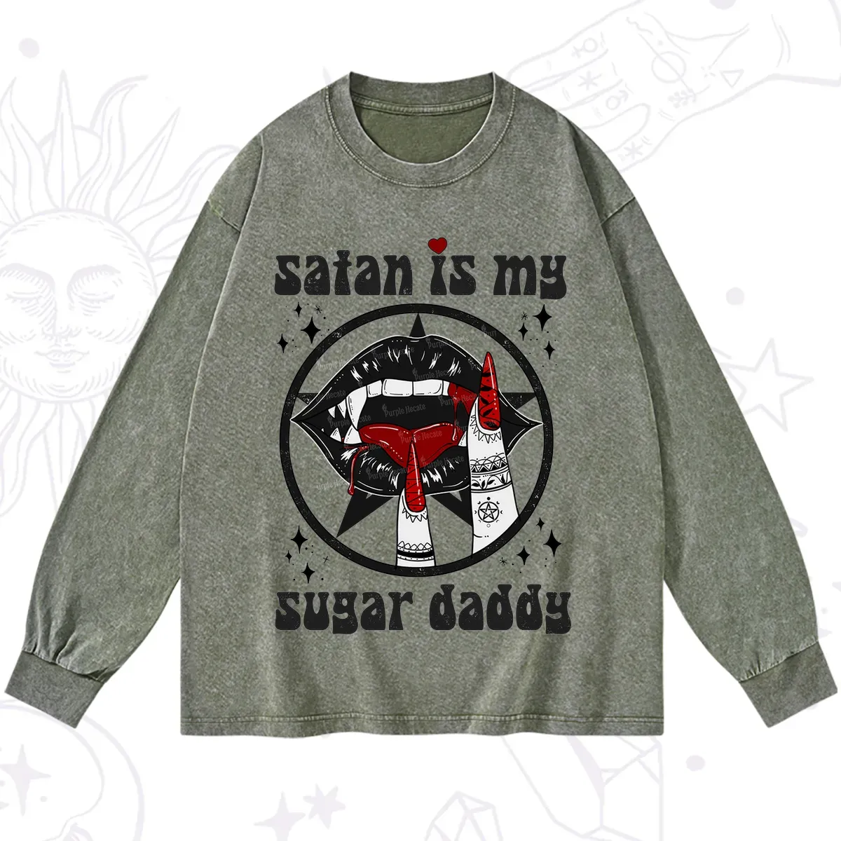 Purplehecate Satan Is My Sugar Daddy Washed Long Sleeve Shirt