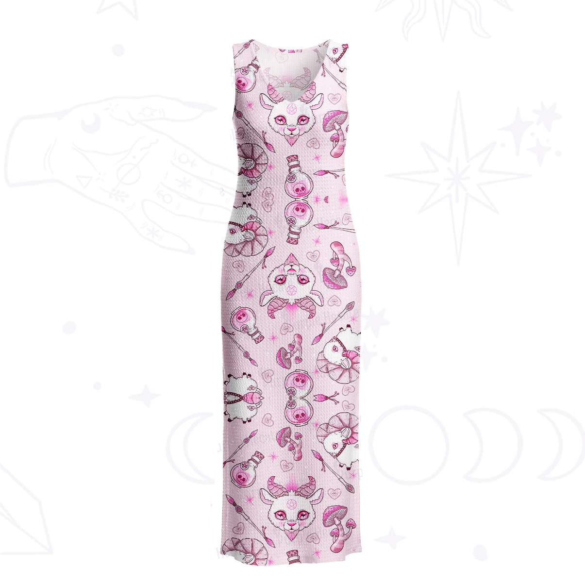 Purplehecate Pastel Occult Goat Crochet Knit Maxi Dress