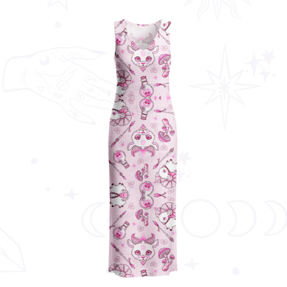 Purplehecate Pastel Occult Goat Crochet Knit Maxi Dress