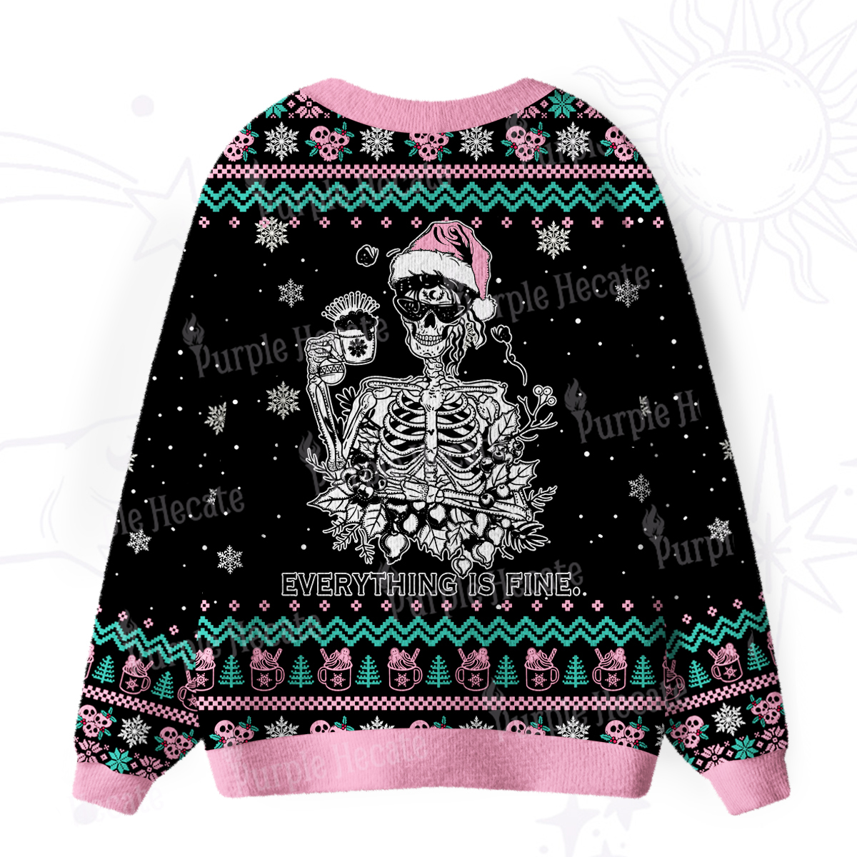 Purplehecate Everything Is Fine Christmas Ugly Cardigan Sweaters