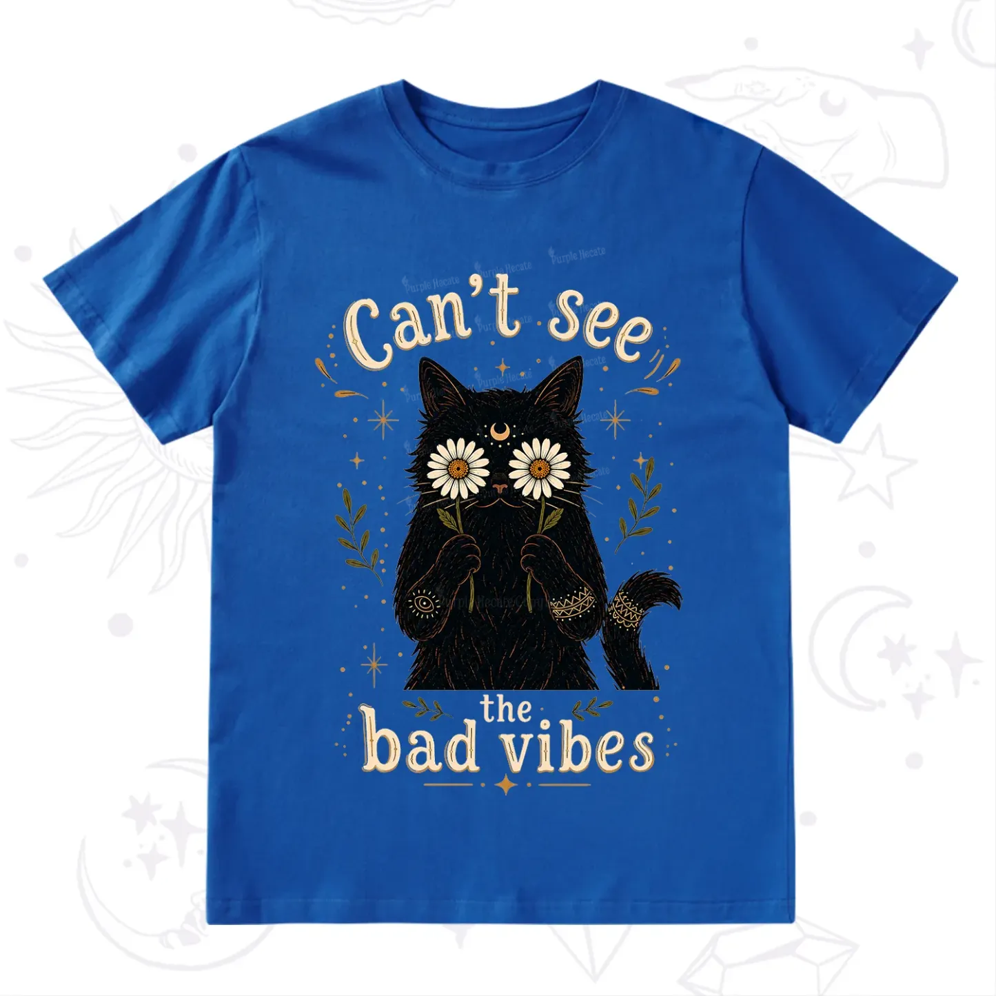 Purplehecate Can't See the Bad Vibes Black Cat T-Shirt