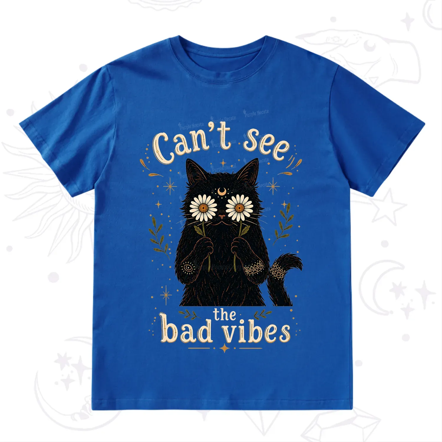 Purplehecate Can't See the Bad Vibes Black Cat T-Shirt