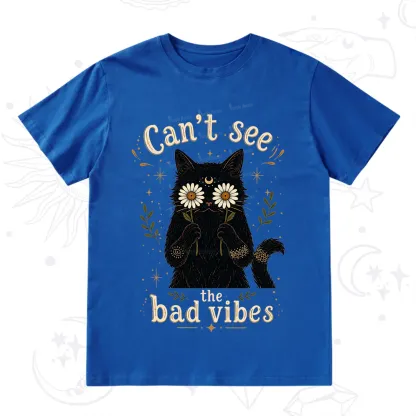 Purplehecate Can't See the Bad Vibes Black Cat T-Shirt