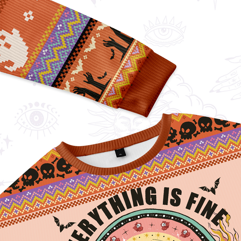 Purplehecate Everything Is Fine Ugly Halloween Sweatshirts