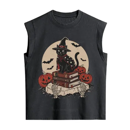 Purplehecate Autumn Preparations Pumpkin Skeleton Vintage Washed Tank