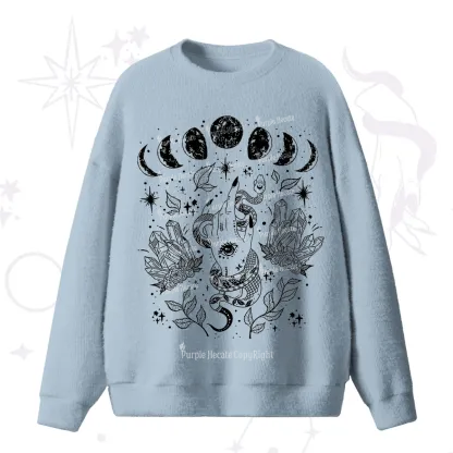 Purplehecate Reach For The Moon Fuzzy Ugly Sweater