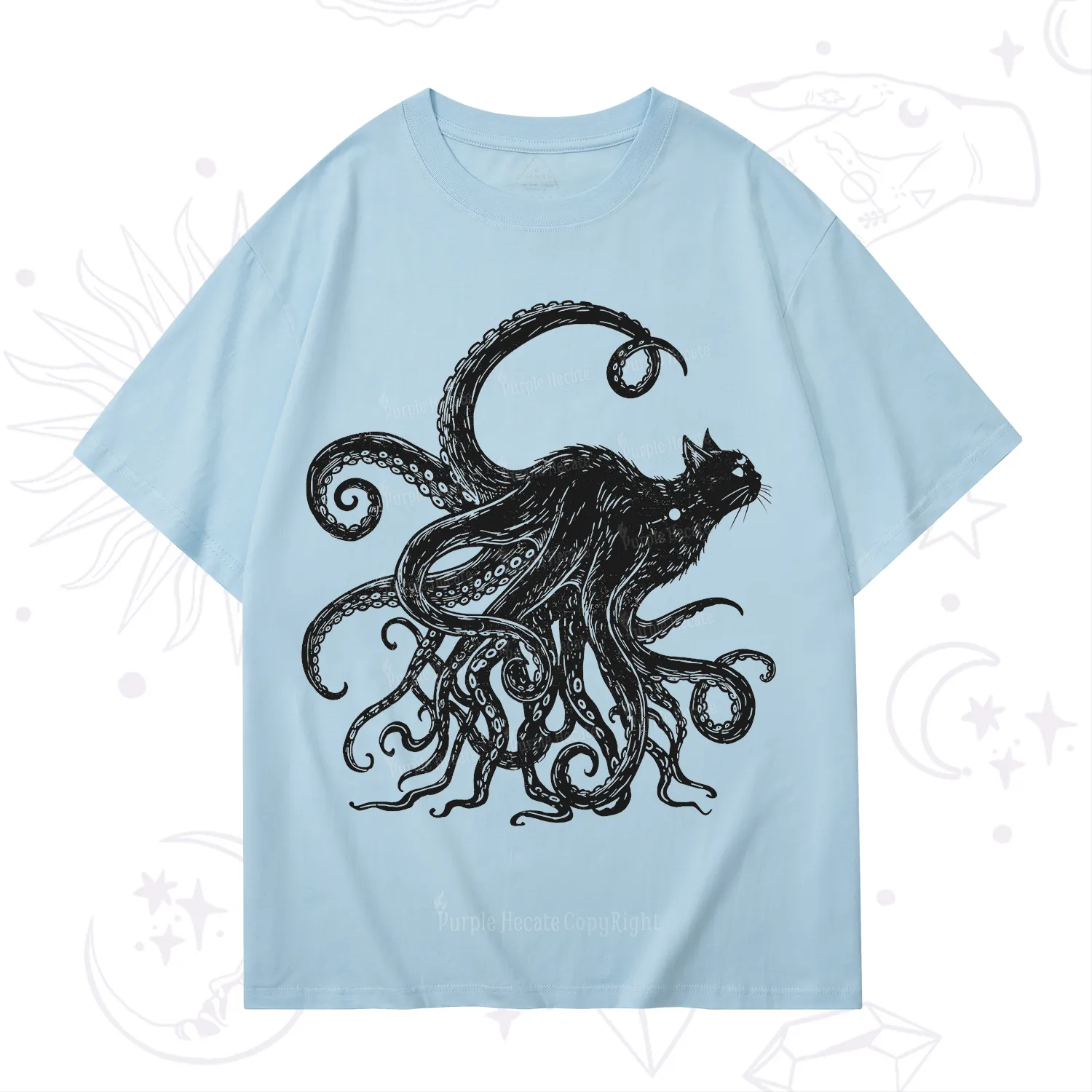 Purplehecate Black Cat with Octopus Tentacles T-Shirt