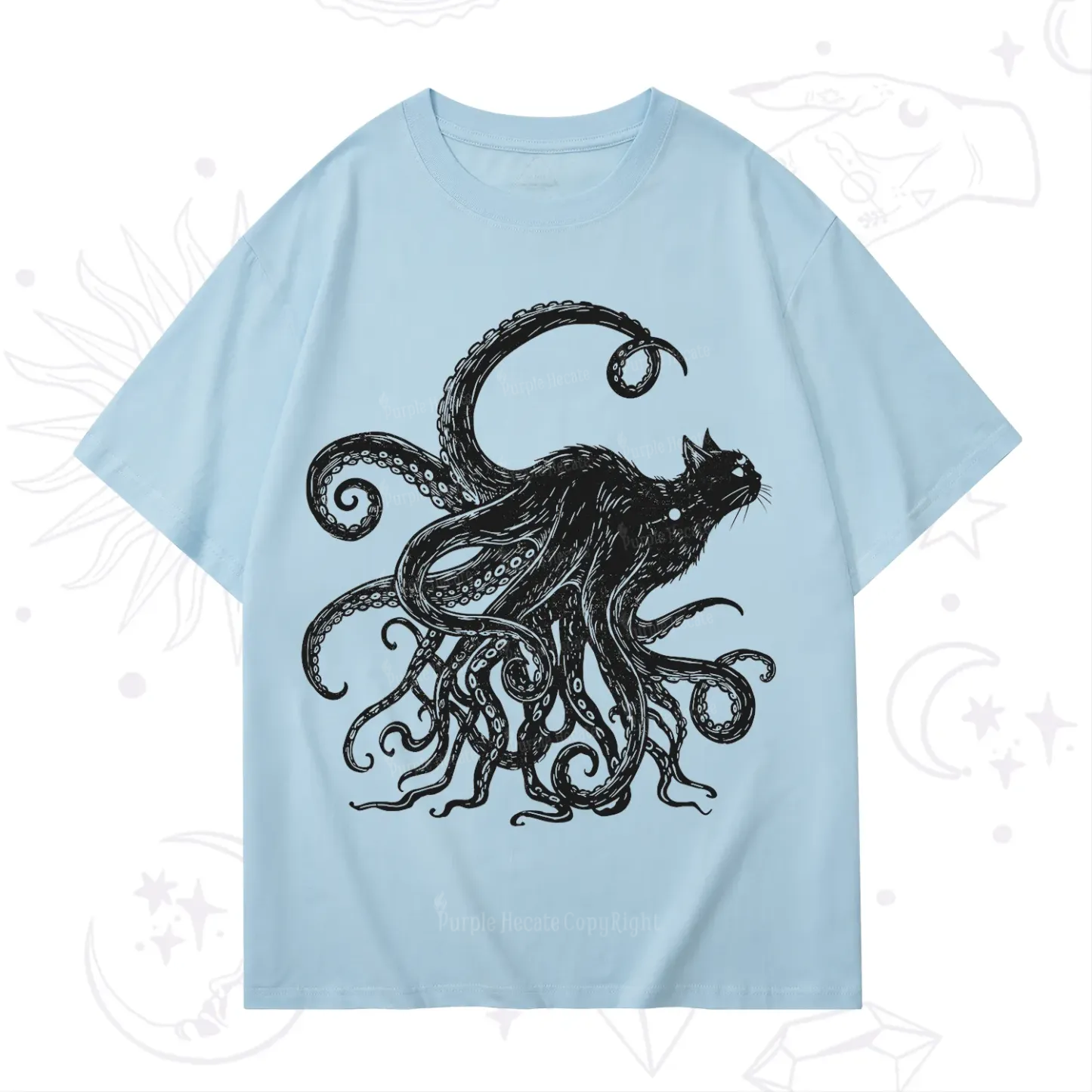 Purplehecate Black Cat with Octopus Tentacles T-Shirt