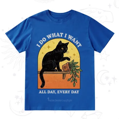 Purplehecate I Do What I Want Funny Black Cat T-Shirt