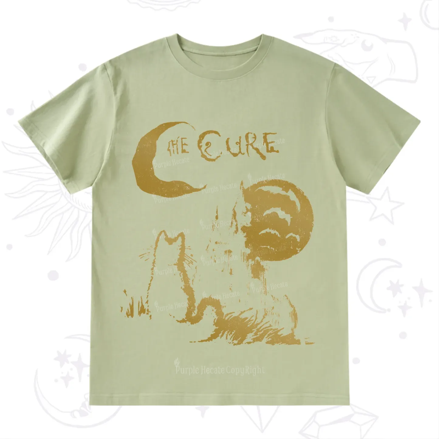 Purplehecate Goth Moon Cat Post-Punk T-Shirt