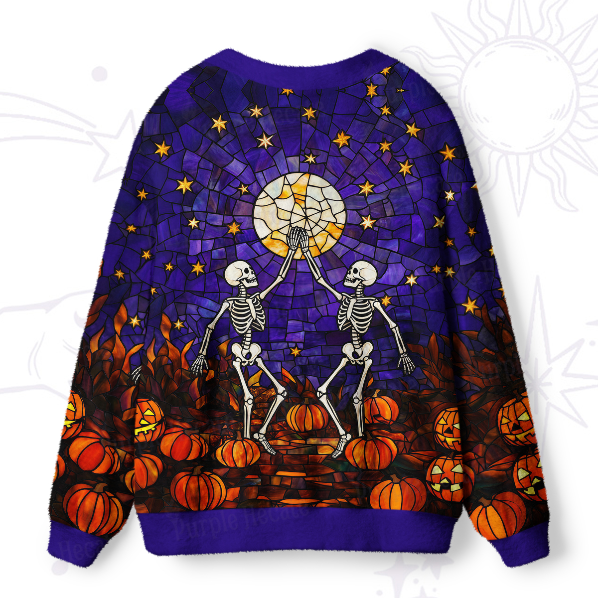 Purplehecate Halloween Dancing Skeletons Ugly Cardigan Sweaters
