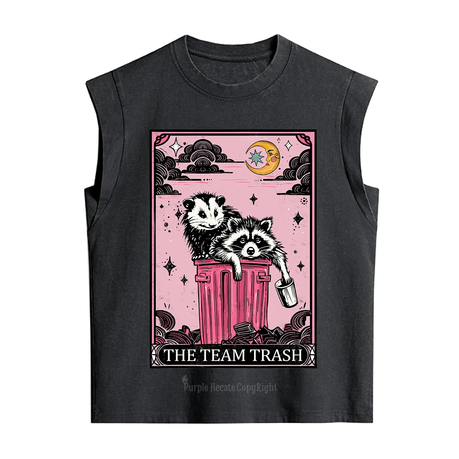Purplehecate The Team Trash Raccoon & Possum Tarot Vintage Washed Tank